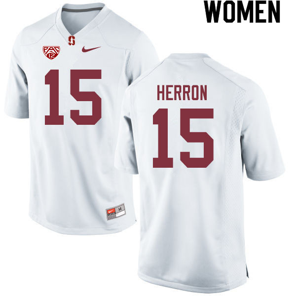 Women #15 Stephen Herron Stanford Cardinal College Football Jerseys Sale-White - Click Image to Close